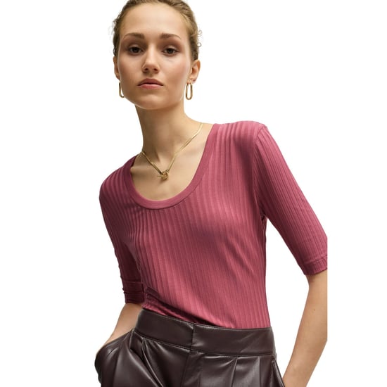 Boss Womens/Ladies Effilie Ribbed T-Shirt (Red) - Image 3