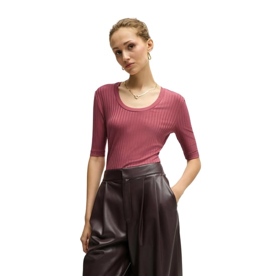 Boss Womens/Ladies Effilie Ribbed T-Shirt (Red) - Image 4