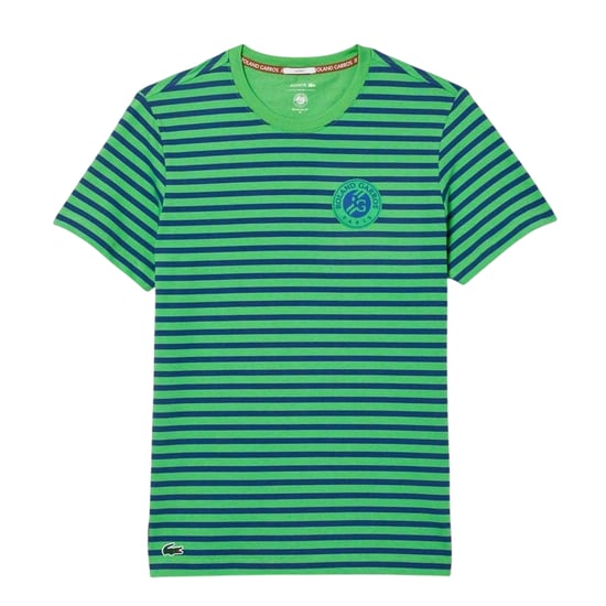 Lacoste Unisex volwassen Roland Garros Editie Gestreept T-Shirt (Blauw) - Image 1