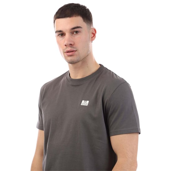 Weekend Offender Heren T-shirt Bridgetown, effen met logo, normale pasvorm (Houtskool) - Image 4
