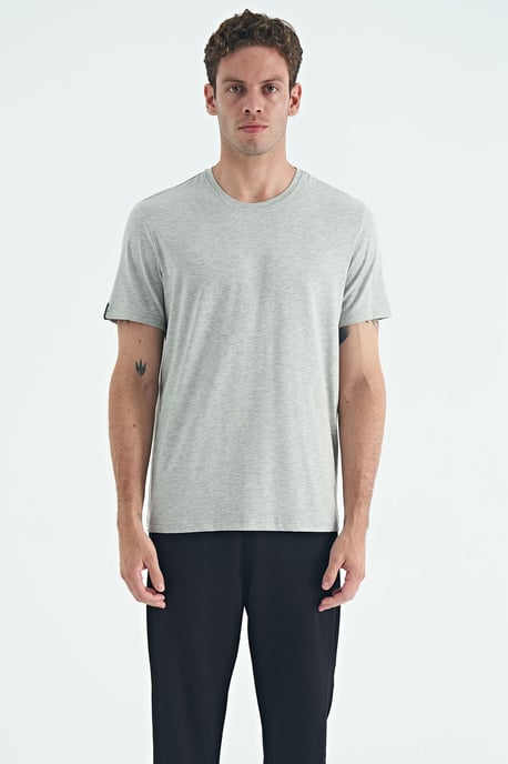 Herres T-shirt i bomull och elastan med rund hals - Image 2