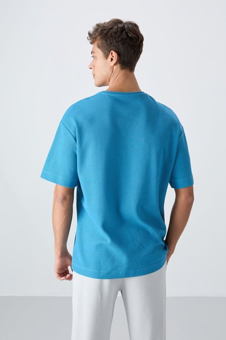 Oversized bomullsblandning crew-neck t-shirt med ficka - Image 5