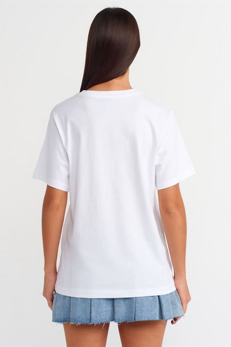 Dames Katoenen Bedrukt Crew Neck T-shirt - Image 2