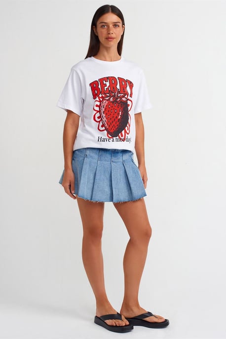 Dames Katoenen Bedrukt Crew Neck T-shirt - Image 3