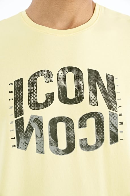 Tryckta T-shirt med rund hals och patch - Image 3