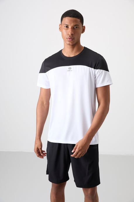 Herrfärgblockerad T-shirt med rund hals - Image 1
