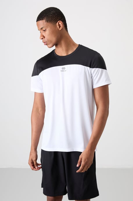 Herrfärgblockerad T-shirt med rund hals - Image 4