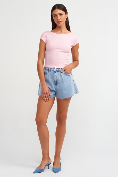 Women's Crop T-Shirt With Square Neck And Cut-Out - Image 3