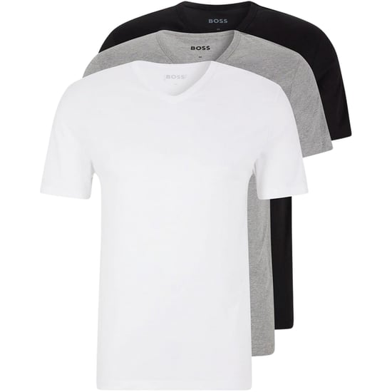 Boss Mannen Logo V-Hals T-Shirt (Pakket van 3) (Wit/Grey/Zwart) - Image 1