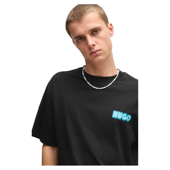 Hugo Heren Duwood rugbedrukking katoen Regular T-shirt (Zwart) - Image 4