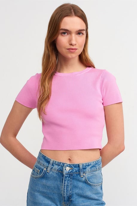 Kvinnors Ribbad Crop T-shirt - Image 1