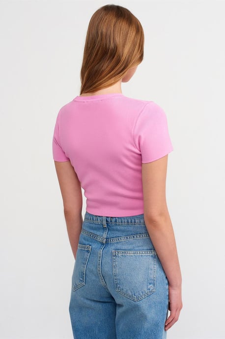 Kvinnors Ribbad Crop T-shirt - Image 2
