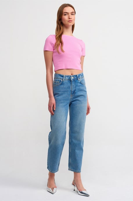 Kvinnors Ribbad Crop T-shirt - Image 3