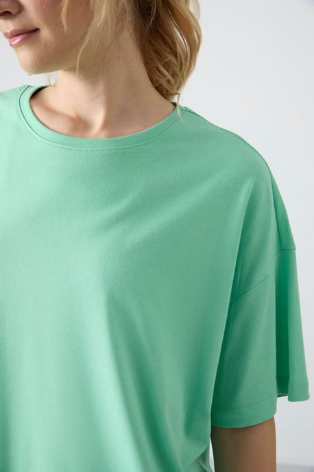 Overmaatse Katoen-Modal Crew Neck T-Shirt - Image 3
