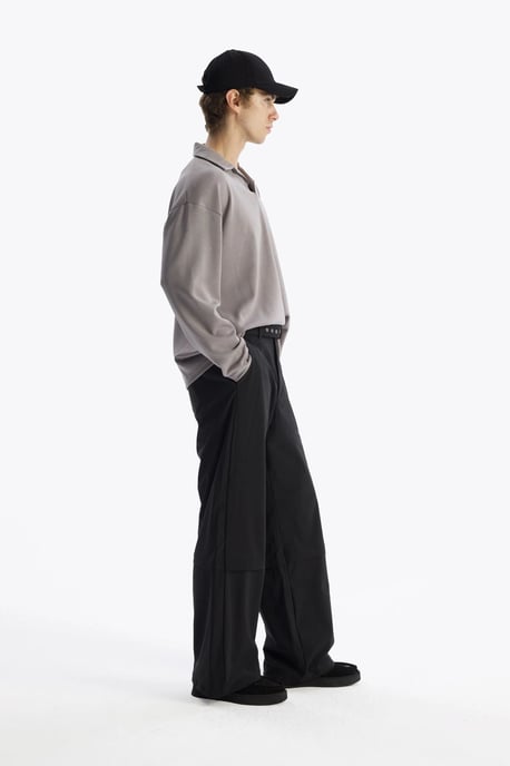 Herr oversized t-shirt med öppen krage och lång ärm - Image 4