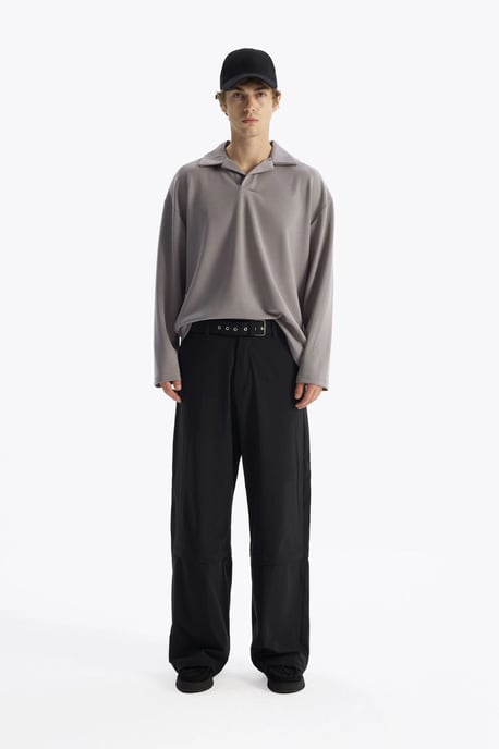Herr oversized t-shirt med öppen krage och lång ärm - Image 5