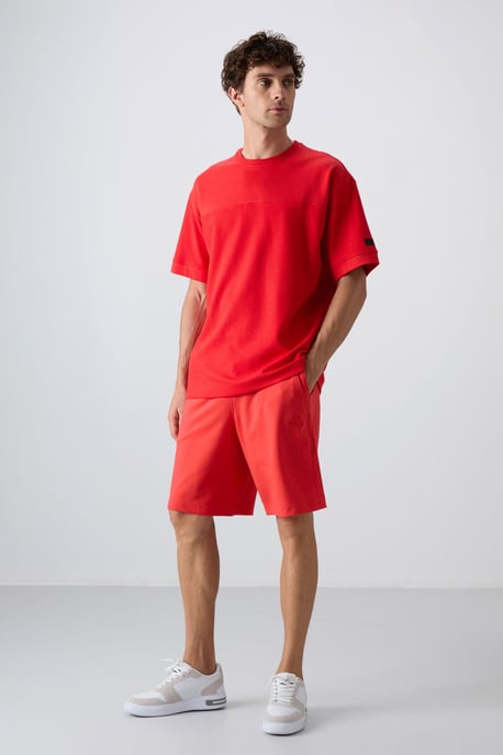 Oversized bomullsblandning crew neck t-shirt - Image 4