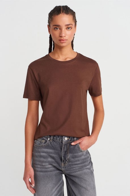 Dames Katoen Modal Crew Neck T-Shirt - Image 1