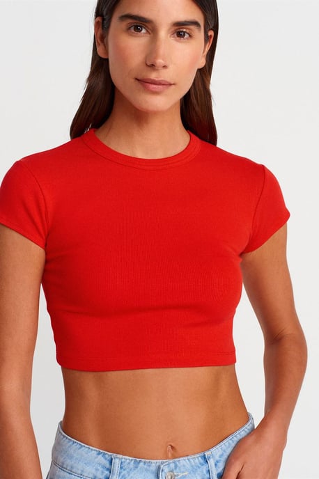 Dam Slim Fit Croppad Crewneck T-shirt - Image 3