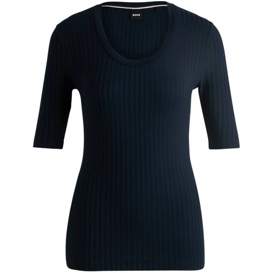 Boss Womens/Ladies Effilie Ribbed T-Shirt (Dark Blue) - Image 1