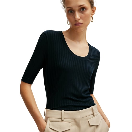 Boss Womens/Ladies Effilie Ribbed T-Shirt (Dark Blue) - Image 3
