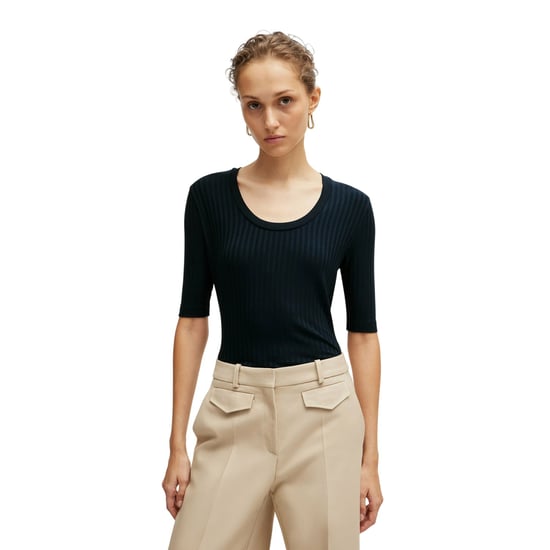 Boss Womens/Ladies Effilie Ribbed T-Shirt (Dark Blue) - Image 4