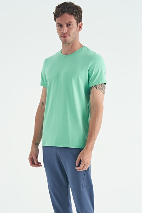 Herr T-shirt med rund hals i bomull och elastan - Image 2