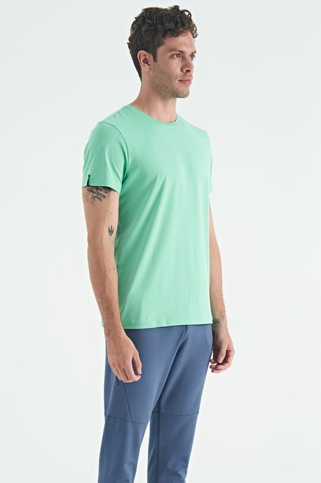 Herr T-shirt med rund hals i bomull och elastan - Image 3
