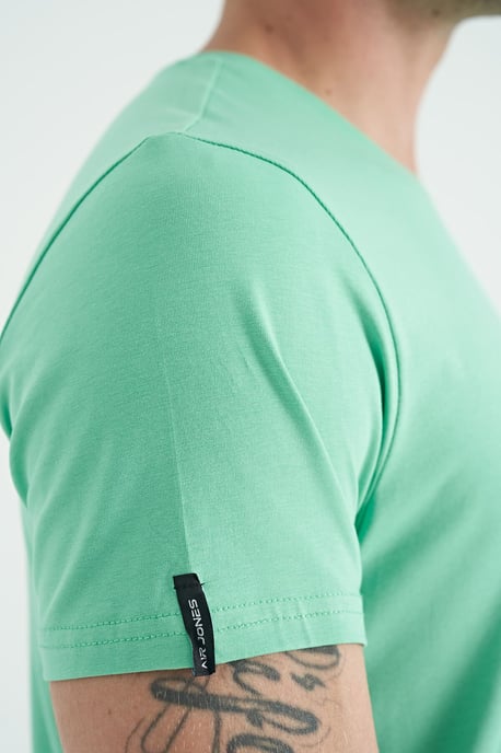 Herr T-shirt med rund hals i bomull och elastan - Image 5