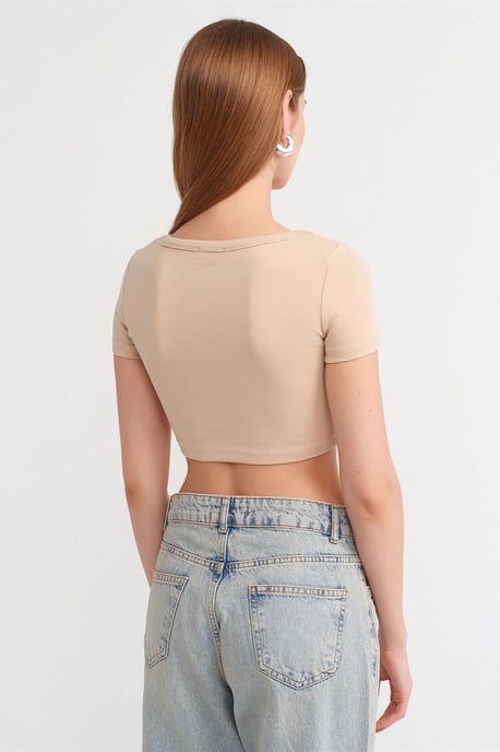 Kvinnors Ribbade Crop T-shirt - Image 2