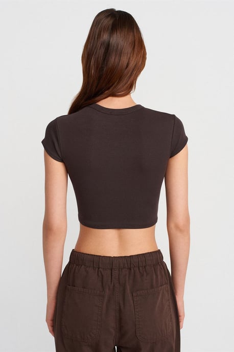 Dames Slim Fit Crop Crew Neck T-Shirt - Image 2