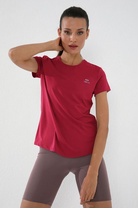 Dames Effen Korte Mouwen Rondhals T-Shirt - Image 4