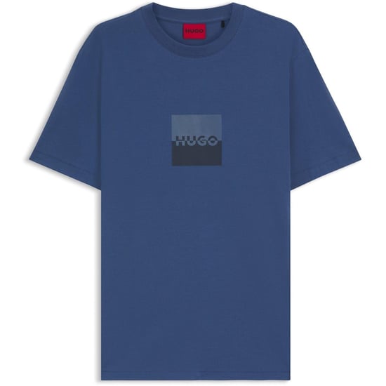 Hugo Heren Dusplit Tonaal Logo T-Shirt (Blauw) - Image 1