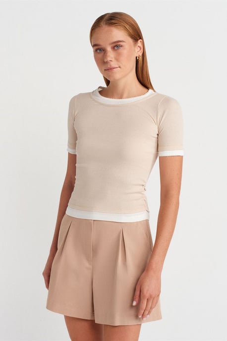 Women's Crop Slim-Fit Crew Neck T-Shirt - Image 1