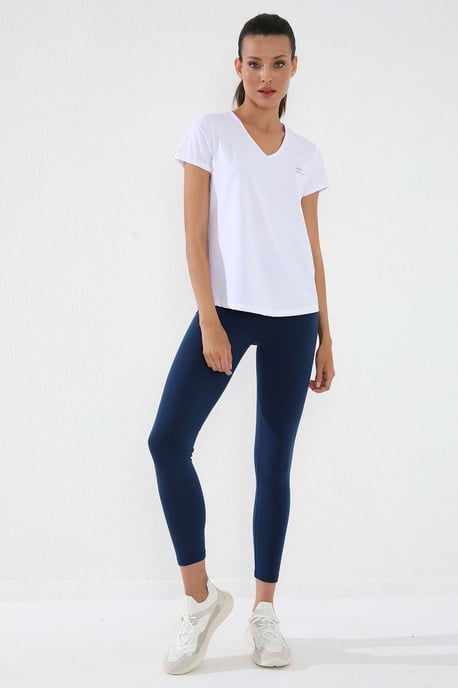Dames Effen V-Hals Korte Mouwen T-Shirt - Image 4