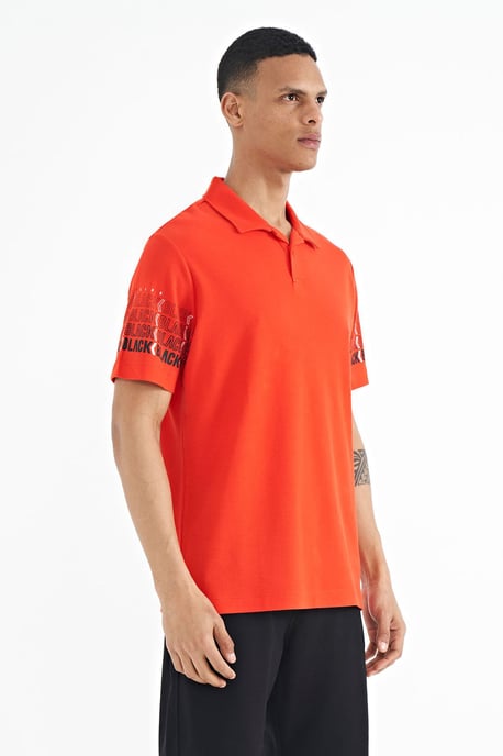 Heren Katoenen Polo Col Geprinte T-Shirt - Image 4