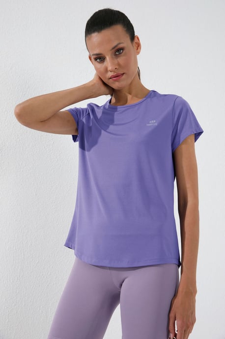 Dames Effen Korte Mouwen Rondhals T-Shirt - Image 1