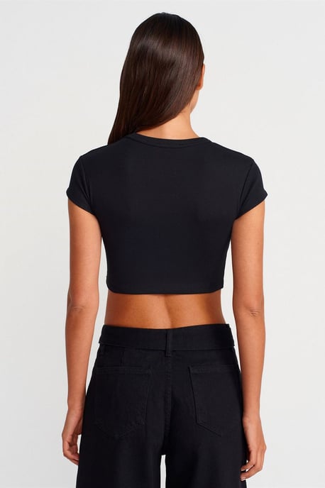 Dames Slim Fit Crop Crew Neck T-shirt - Image 2