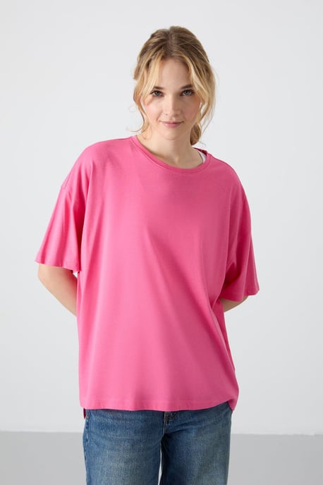 Oversized Katoen-Modal Ronde Hals T-Shirt - Image 4