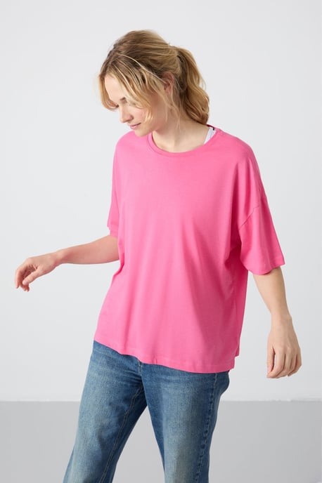 Oversized Katoen-Modal Ronde Hals T-Shirt - Image 6