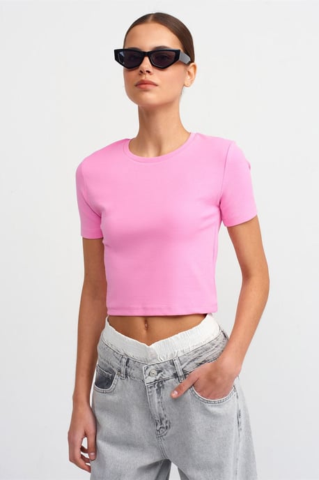 Dam Slim Fit Kort Crew Neck T-shirt - Image 1