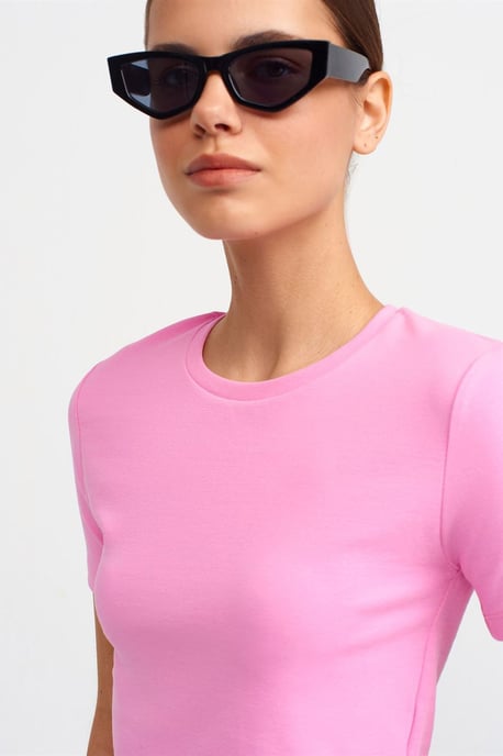 Dam Slim Fit Kort Crew Neck T-shirt - Image 3
