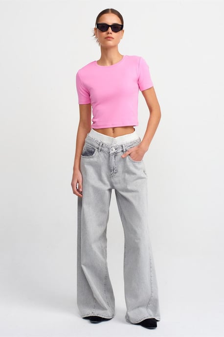 Dam Slim Fit Kort Crew Neck T-shirt - Image 4