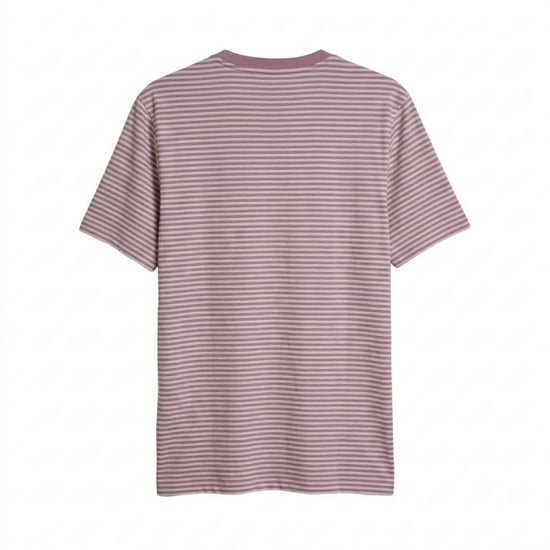 Farah Heren Gestreepte Logo Korte Mouwen T-Shirt (Donkerroze) - Image 2