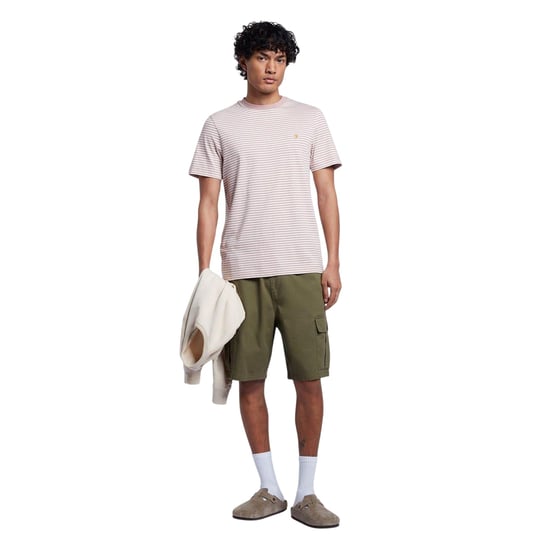 Farah Heren Gestreepte Logo Korte Mouwen T-Shirt (Donkerroze) - Image 3