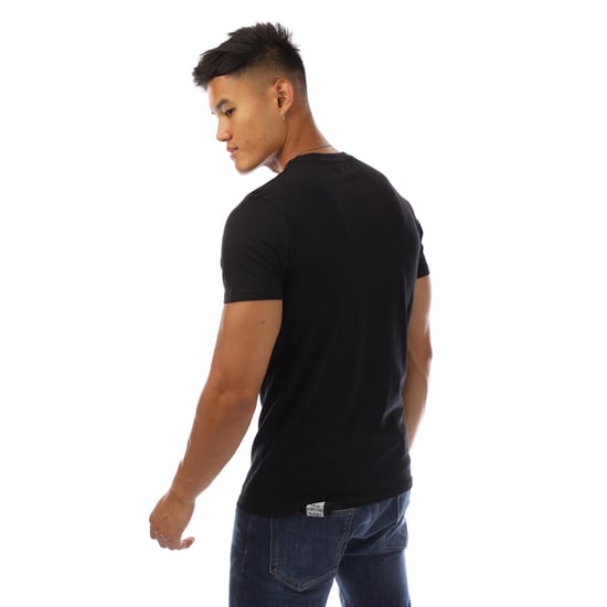 Aquascutum Herren London Borstlogo Crew Neck T-Shirt (Zwart/Wit) - Image 2