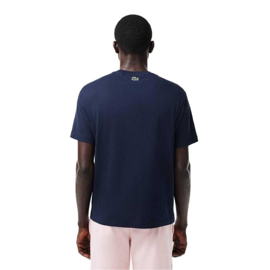 Lacoste Mens Colour Block Pique T-Shirt (White/Navy Blue) - Image 3