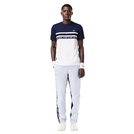 Lacoste Mens Colour Block Pique T-Shirt (White/Navy Blue) - Image 5