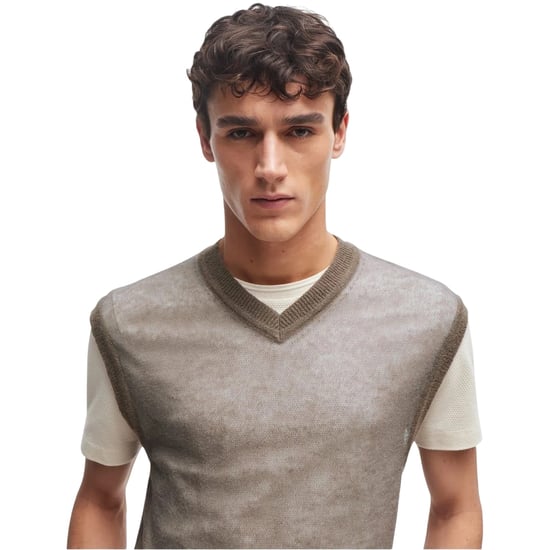 Boss Mens Lucid Crew Neck T-Shirt (Beige) - Image 4