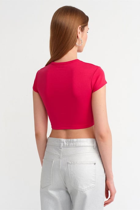 Kvinnors Croppad Slim-Fit T-shirt med Rundad Halsringning - Image 2